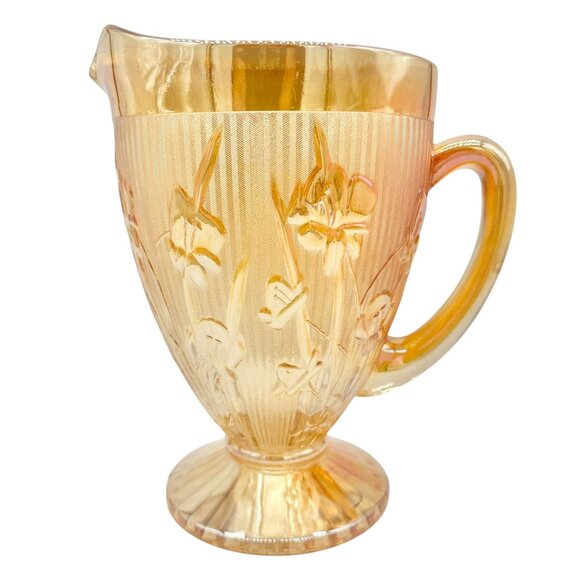 Jeannette Iris & Herringbone Marigold Pitcher 9 inch Carnival Glass - Picture 1 of 8